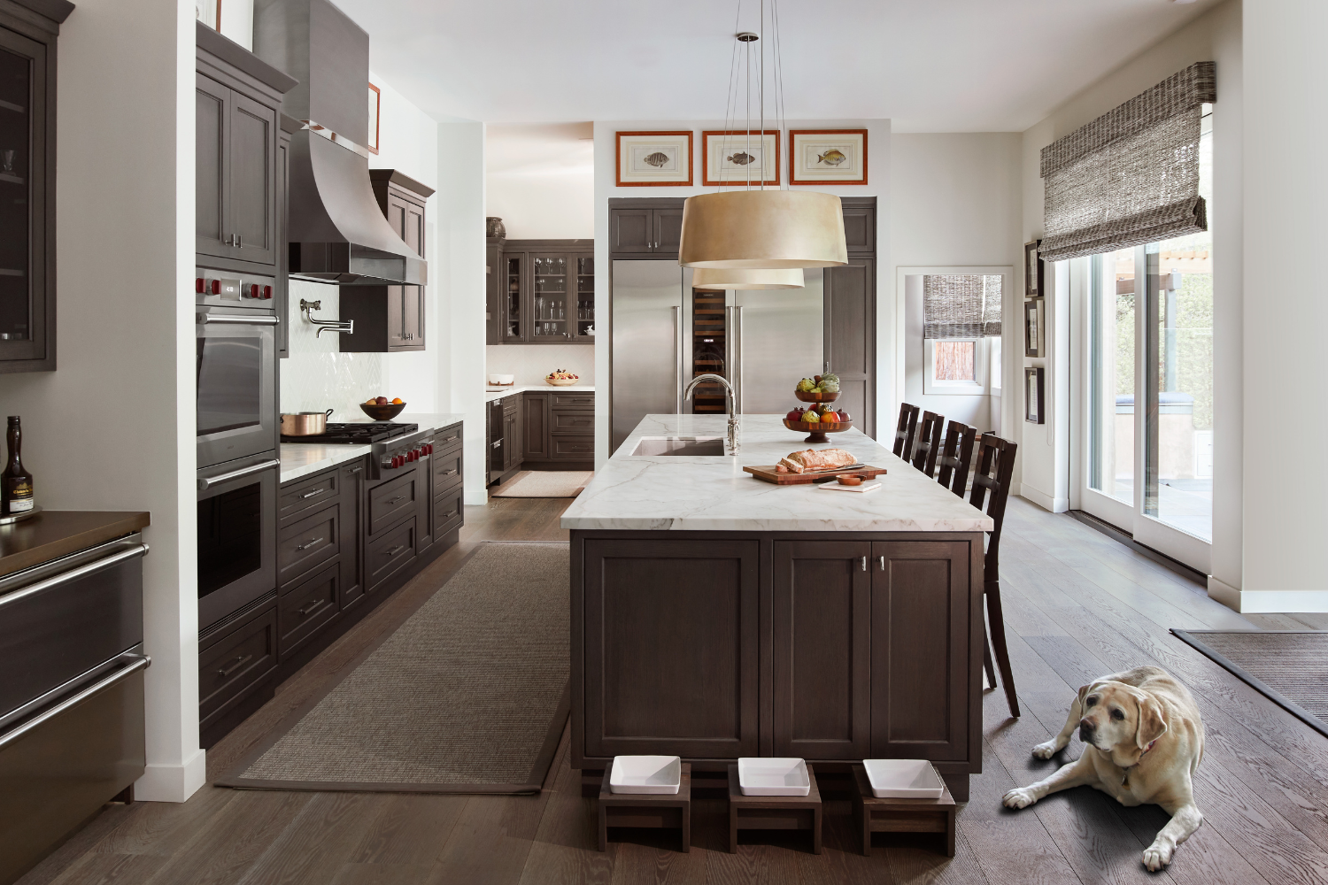 douglah-designs-moraga-ca-designers-year-in-review-chefs-kitchen-with-dog-resting-near-by