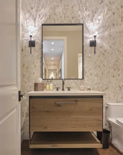 Jeffrey Court Tiles Lafayette Modern Farmhouse Powder Room