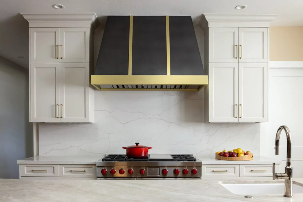 Custom Designed Kitchen Hood Satin Brass Lafayette
